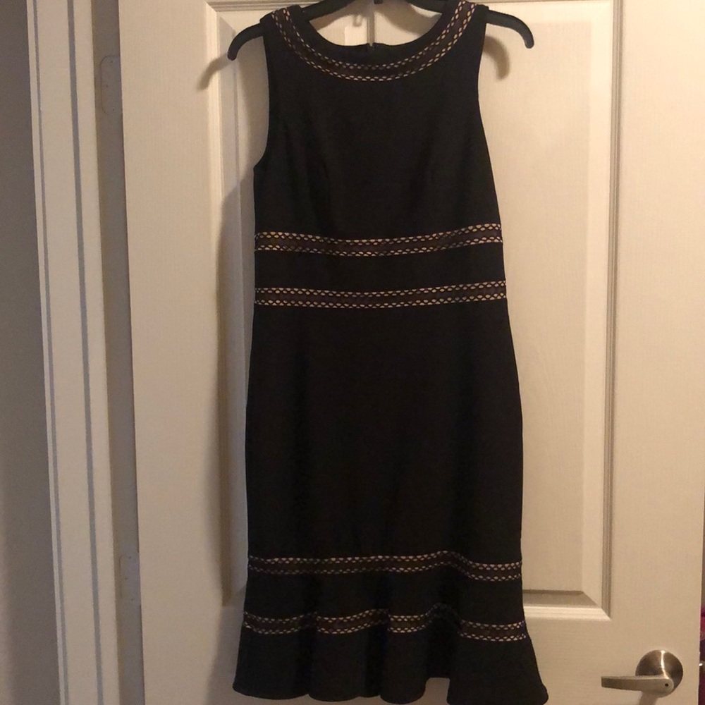 WHBM black & cream strapless dress